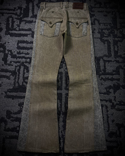 Morgan Homme Python Panel Flared Jeans