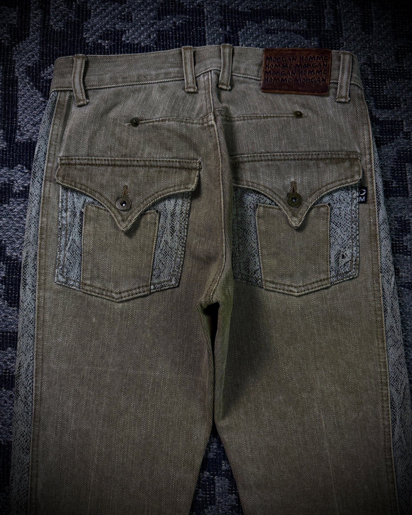 Morgan Homme Python Panel Flared Jeans