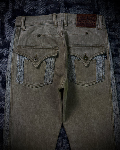 Morgan Homme Python Panel Flared Jeans