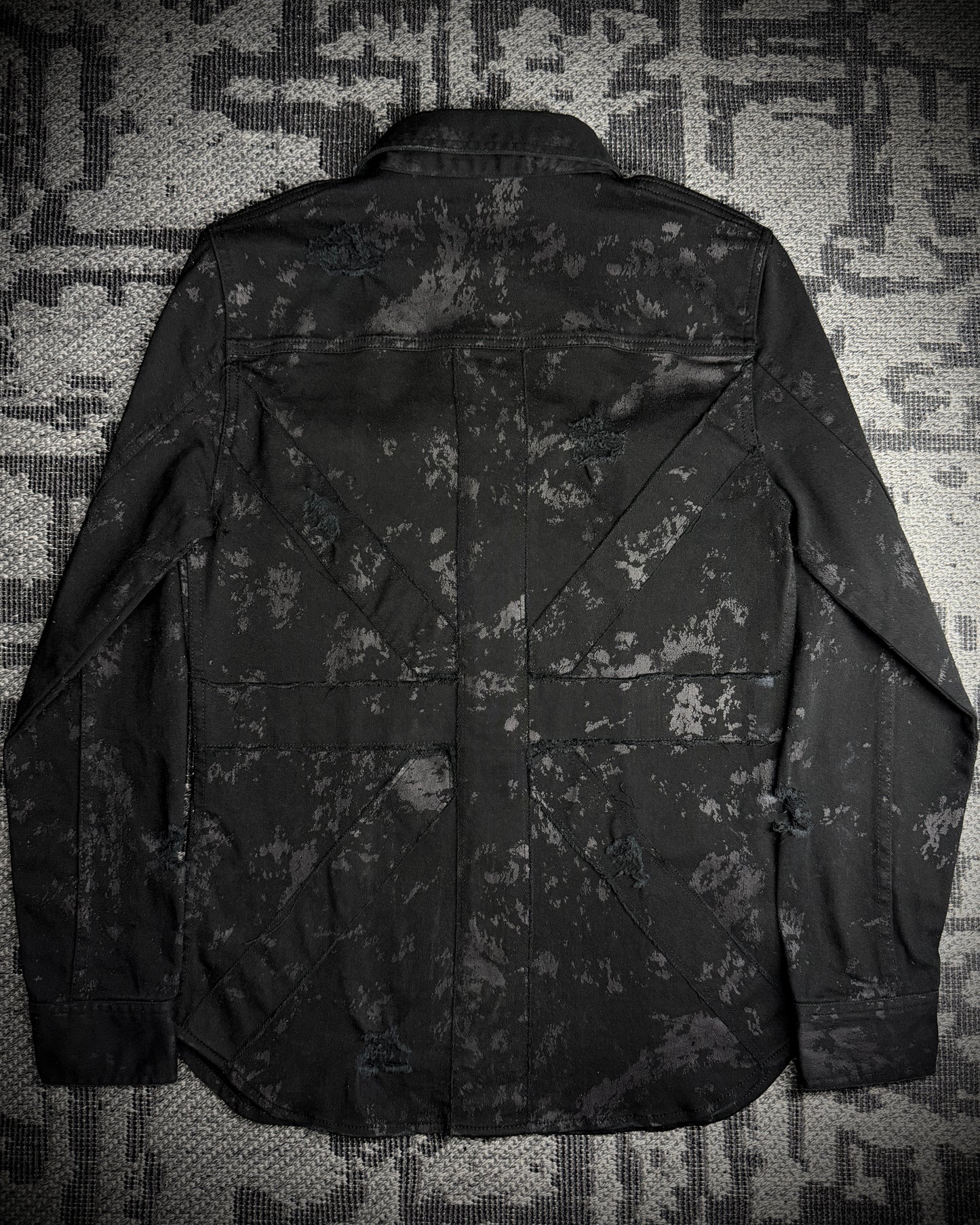 Xfrm × Jury Black Coated Splatter Studded Shirt