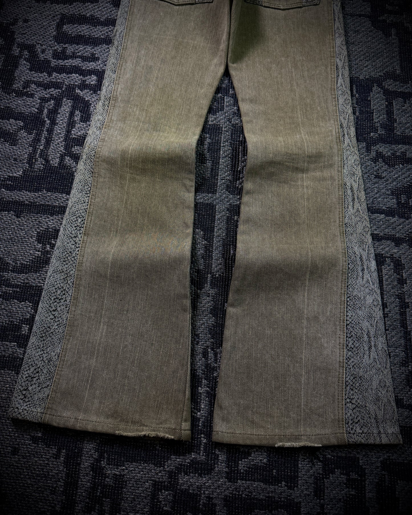 Morgan Homme Python Panel Flared Jeans