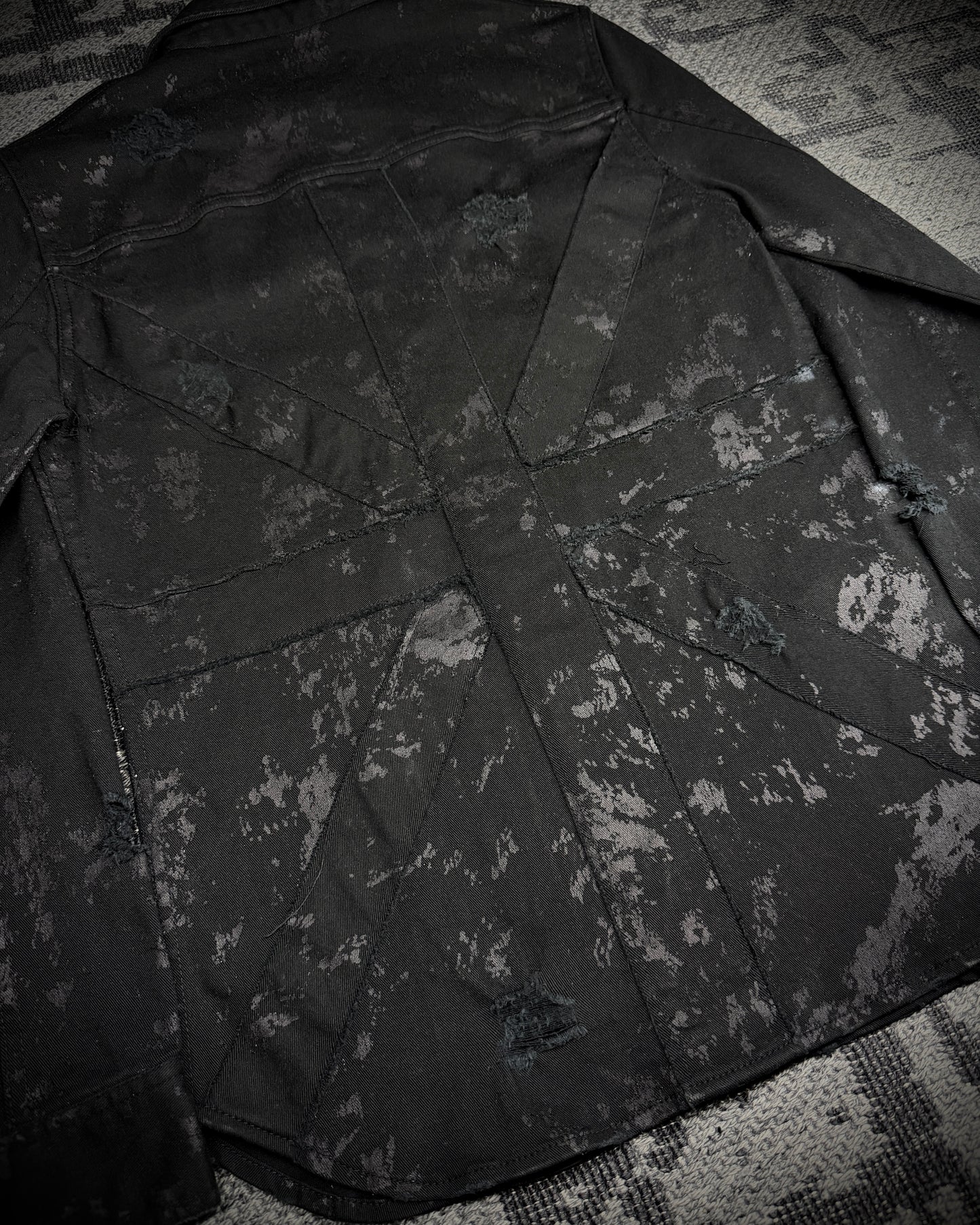 Xfrm × Jury Black Coated Splatter Studded Shirt