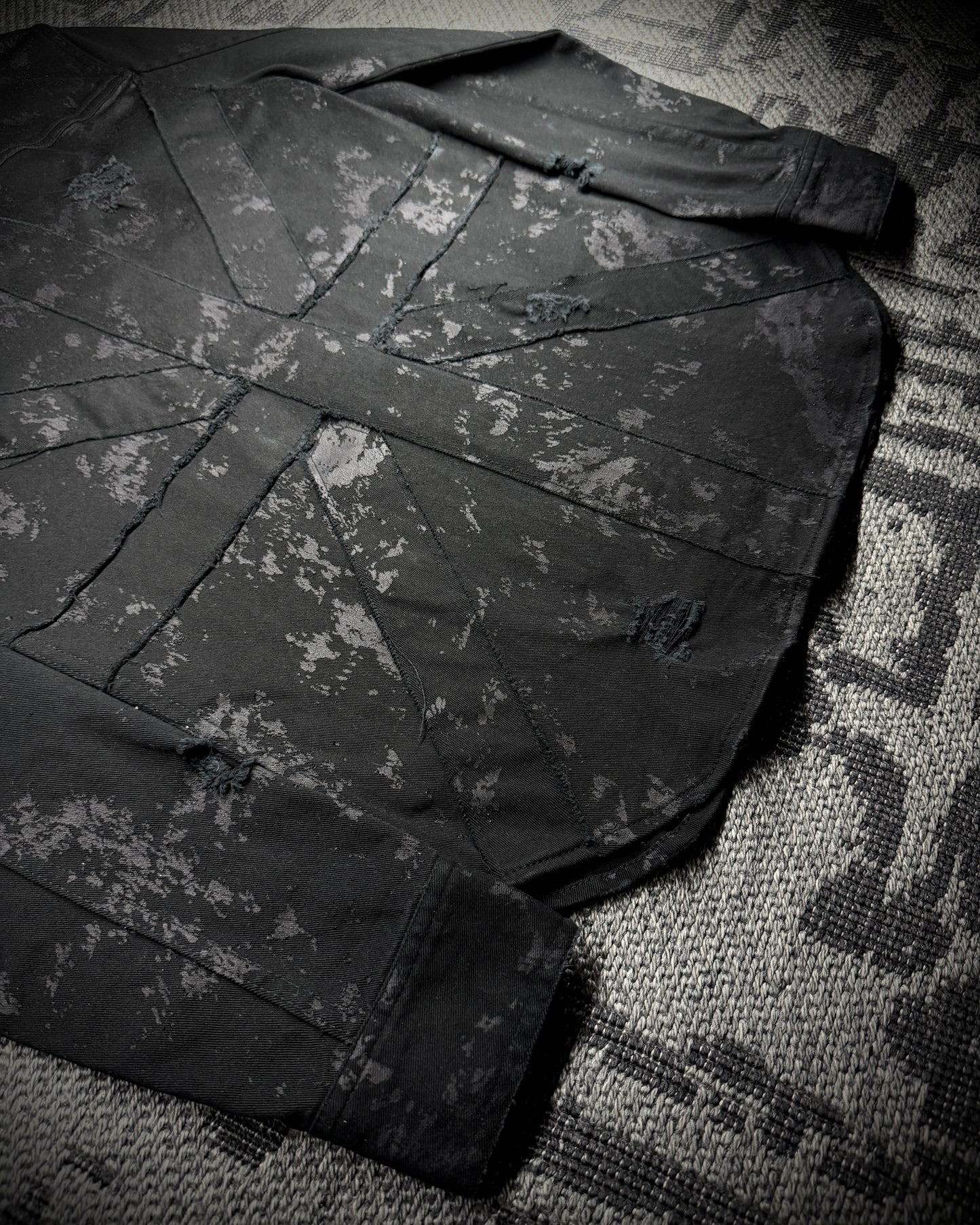 Xfrm × Jury Black Coated Splatter Studded Shirt