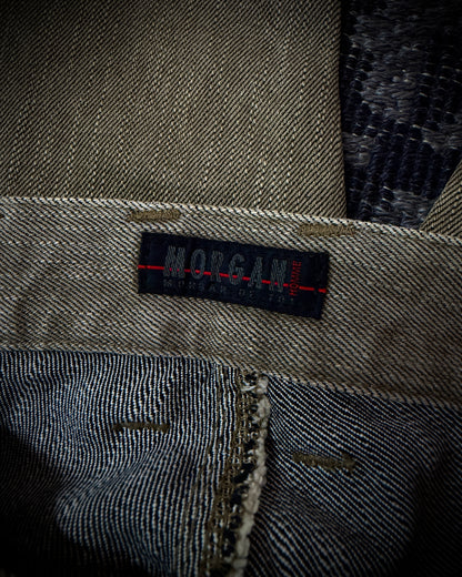 Morgan Homme Python Panel Flared Jeans