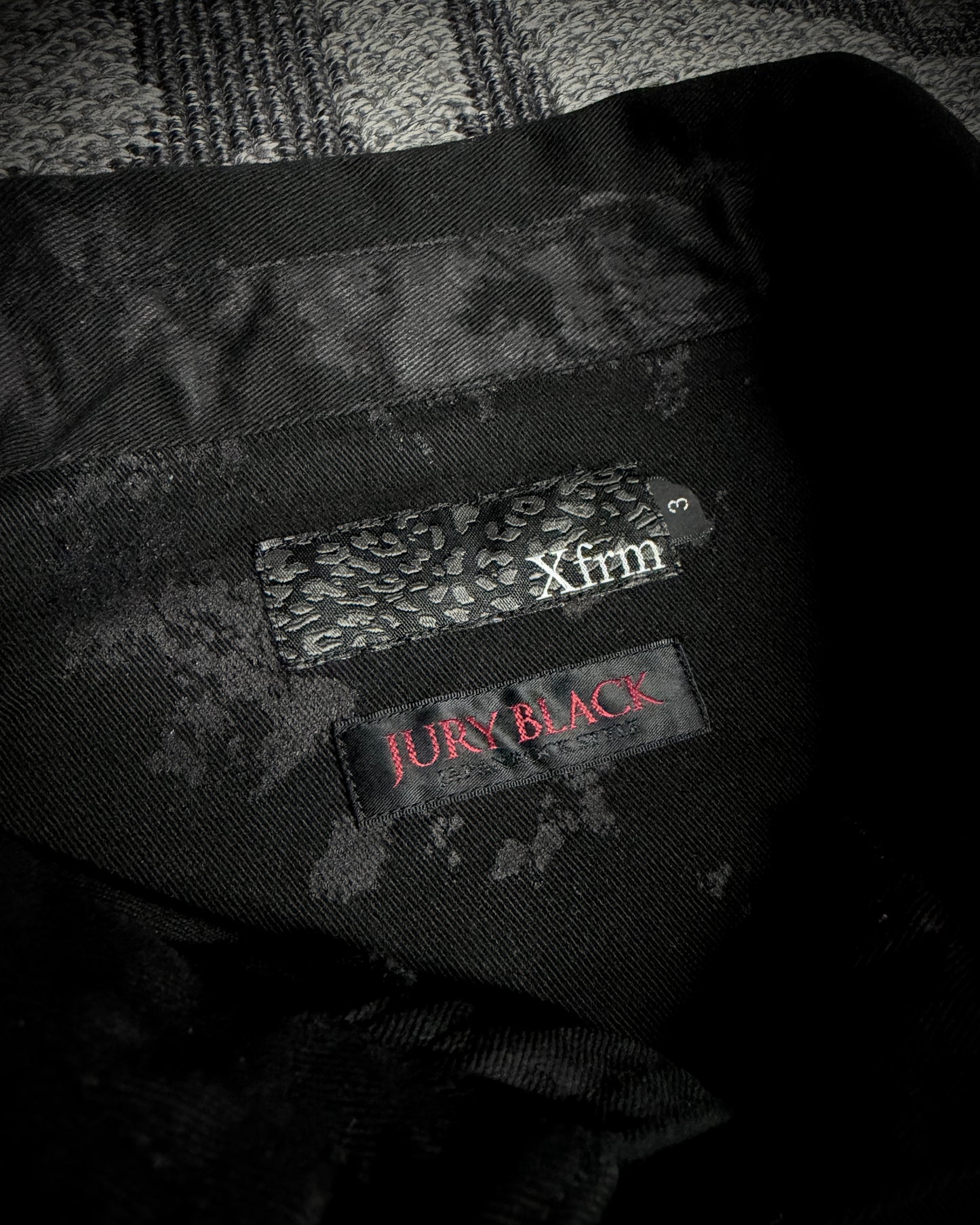 Xfrm × Jury Black Coated Splatter Studded Shirt