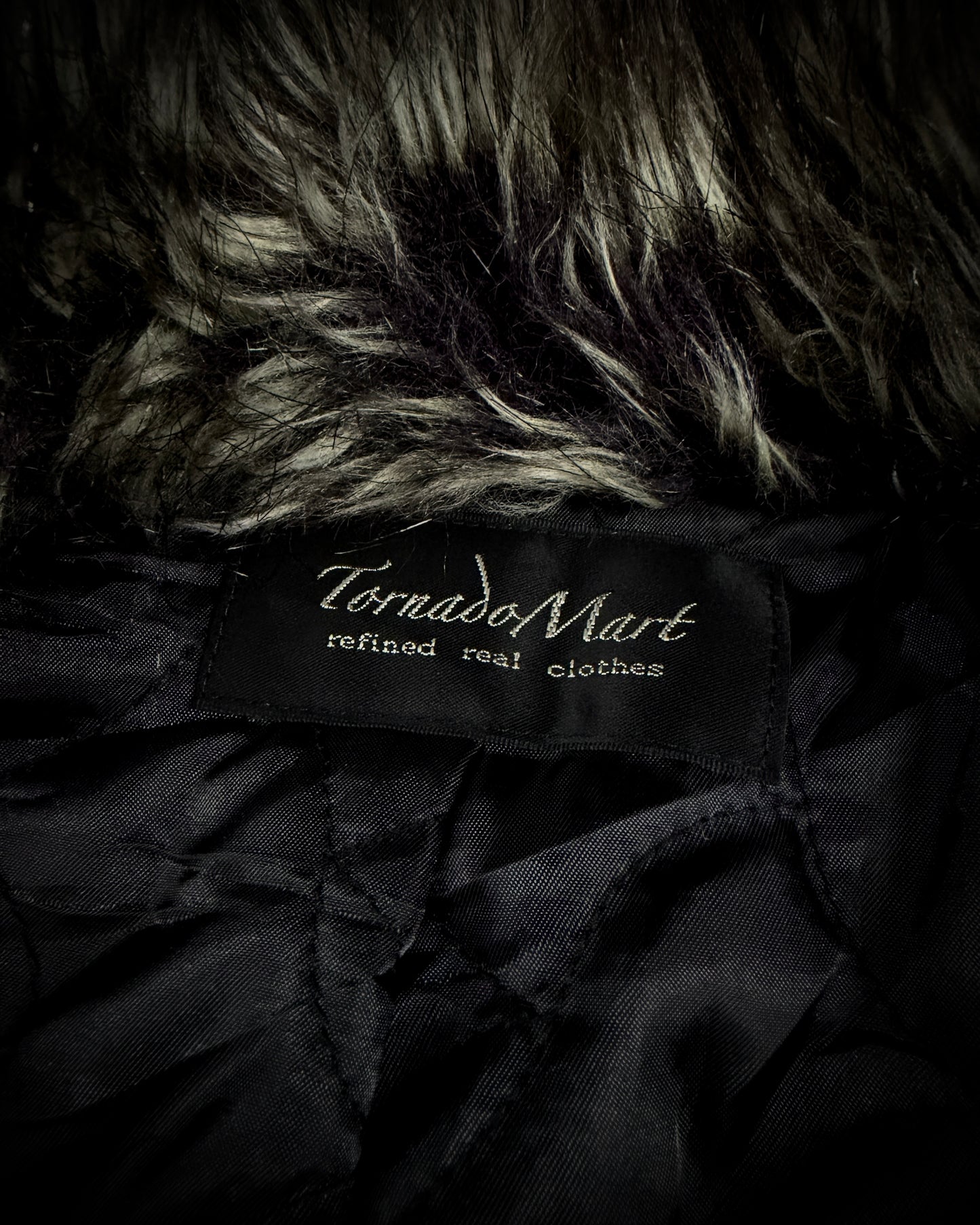 Tornado Mart Leopard Washed Black Suede Faux Fur Jacket