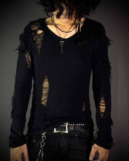 5351 Pour Les Hommes Shredded Open Knit