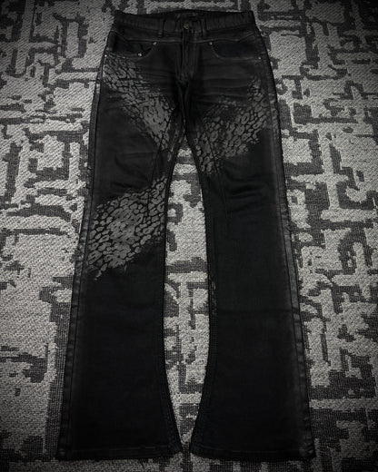 Jack Rose x Luv Maison Leopard Glitter Coated Flare Jeans