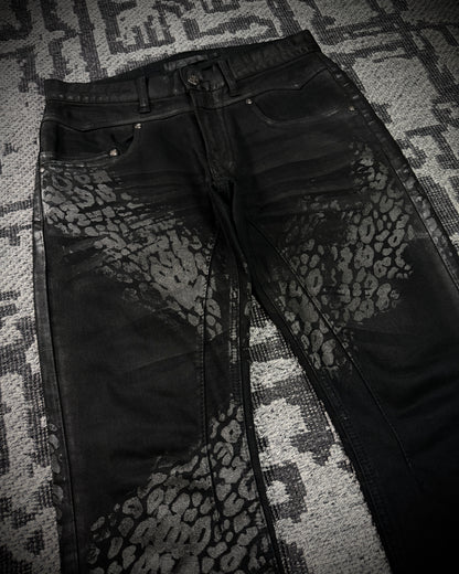 Jack Rose x Luv Maison Leopard Glitter Coated Flare Jeans