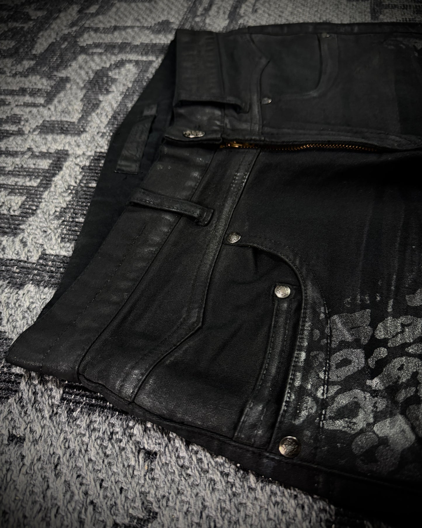 Jack Rose x Luv Maison Leopard Glitter Coated Flare Jeans