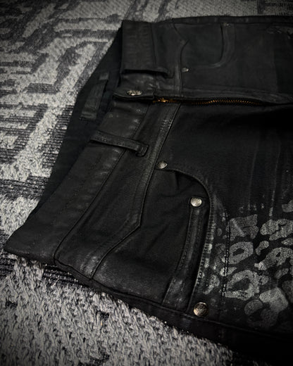 Jack Rose x Luv Maison Leopard Glitter Coated Flare Jeans