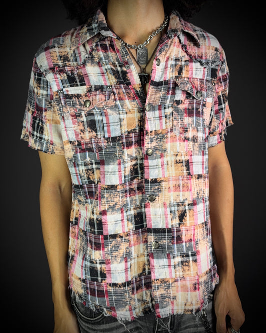 In the Attic Burnt Distressed Plaid Shirt