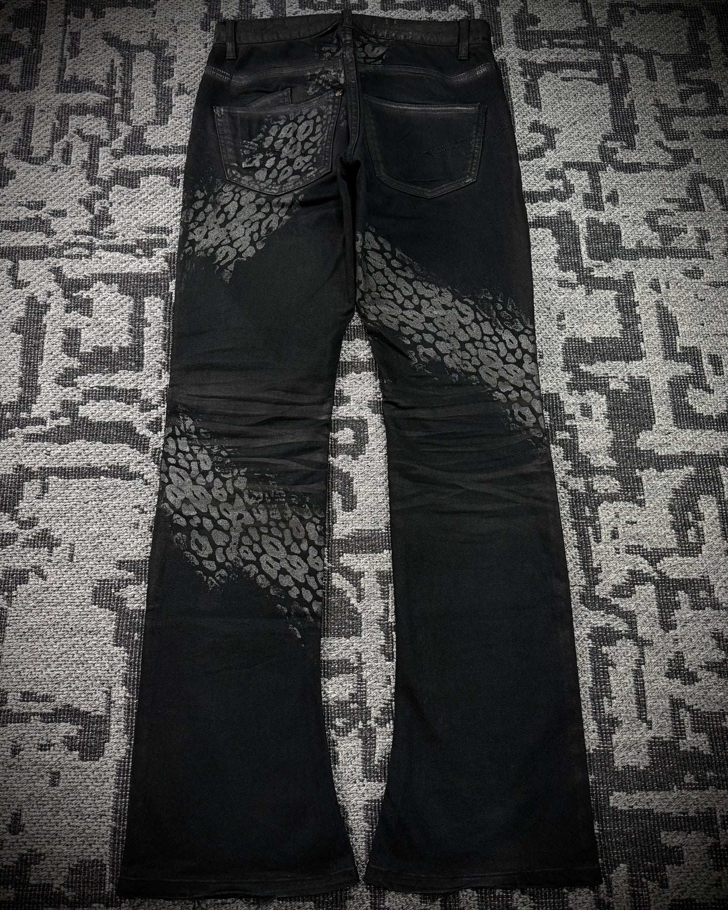 Jack Rose x Luv Maison Leopard Glitter Coated Flare Jeans