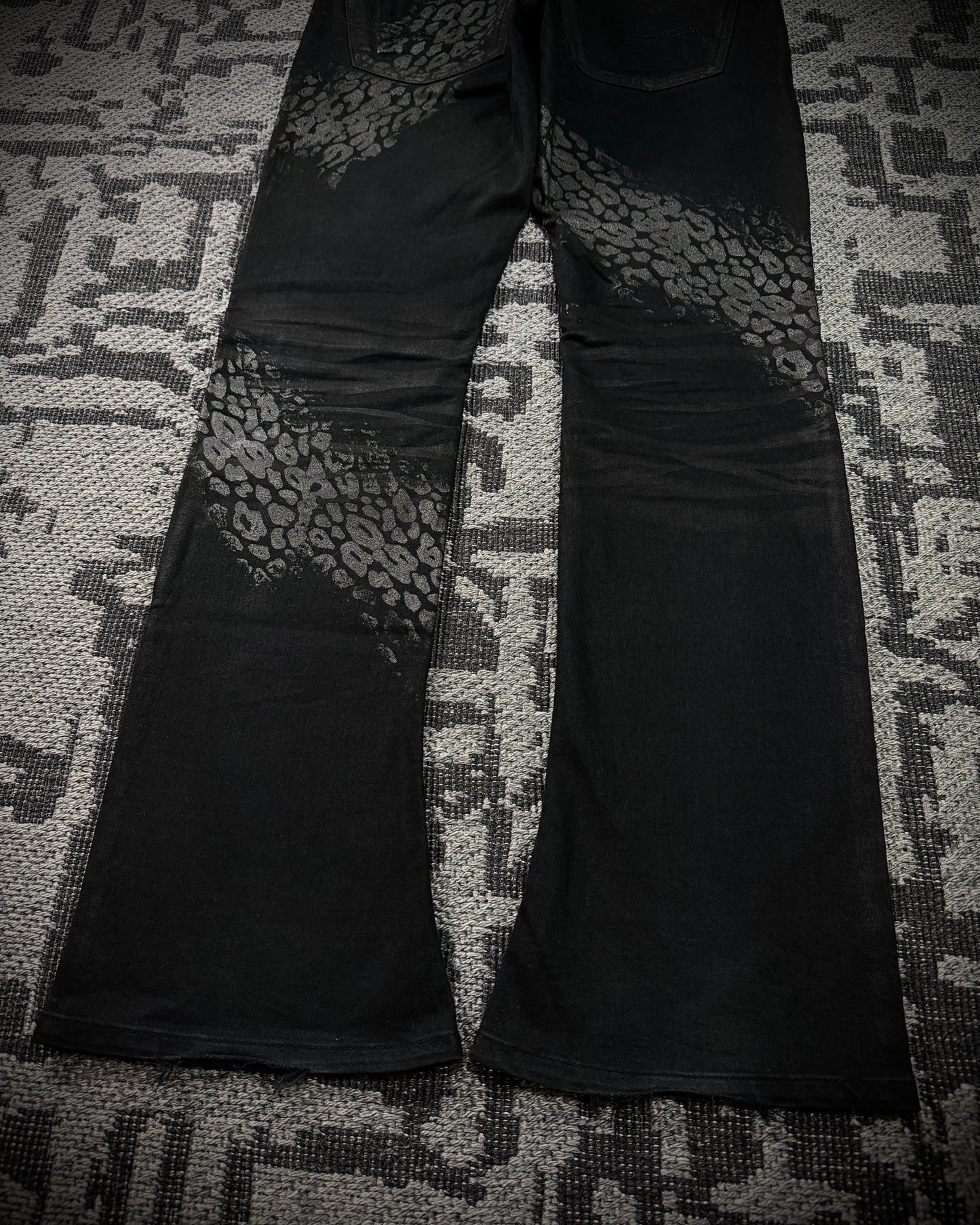 Jack Rose x Luv Maison Leopard Glitter Coated Flare Jeans