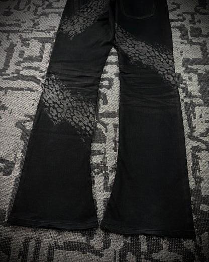 Jack Rose x Luv Maison Leopard Glitter Coated Flare Jeans