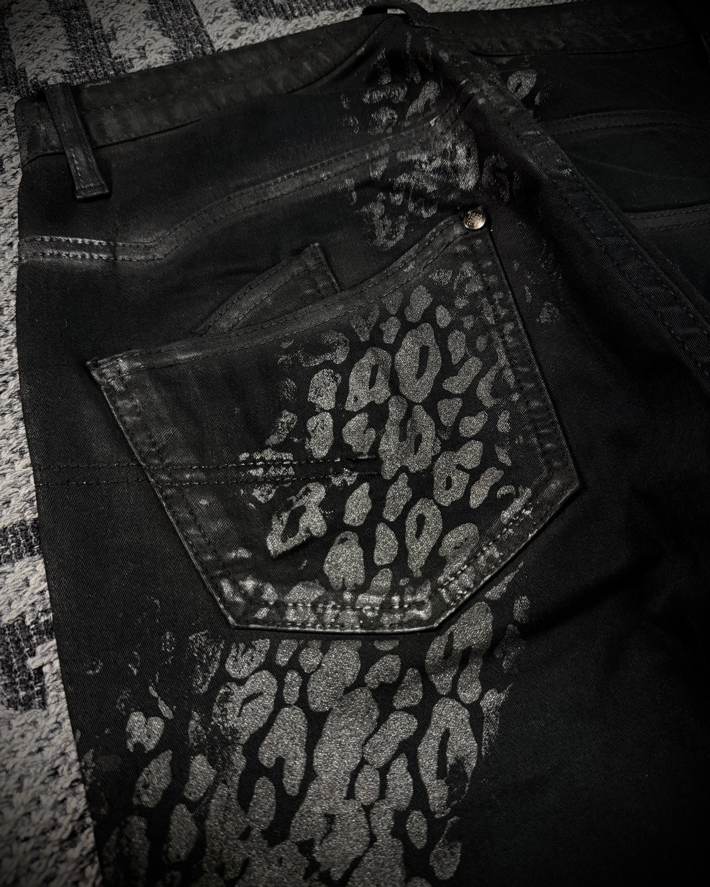Jack Rose x Luv Maison Leopard Glitter Coated Flare Jeans