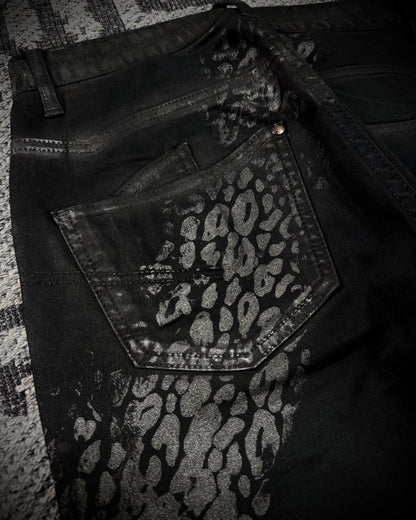 Jack Rose x Luv Maison Leopard Glitter Coated Flare Jeans