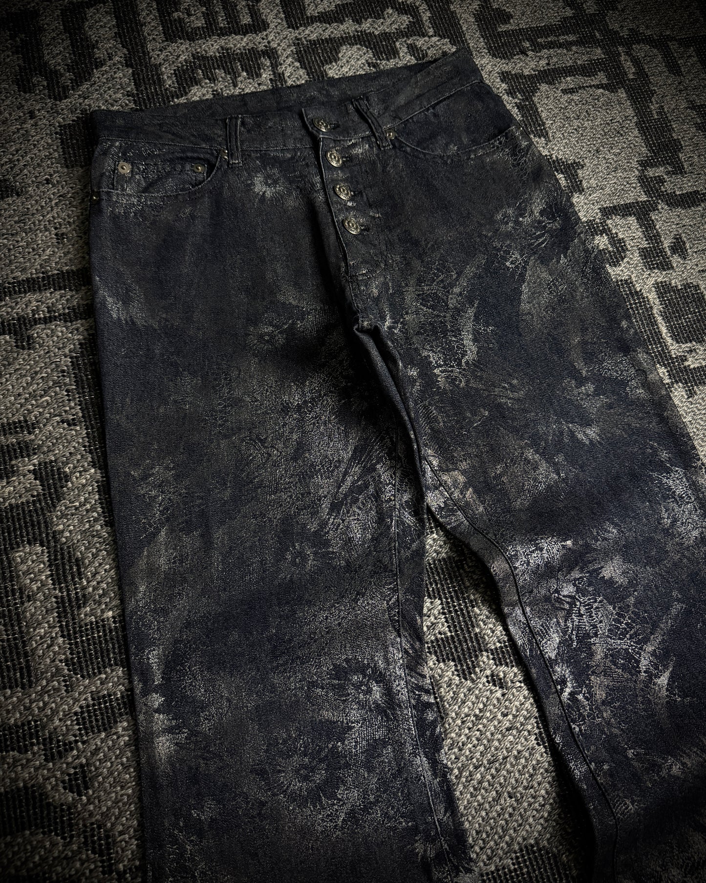 Tornado Mart Metallic Floral Foil Print Flared Pants