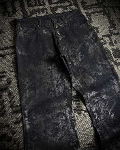 Tornado Mart Metallic Floral Foil Print Flared Pants