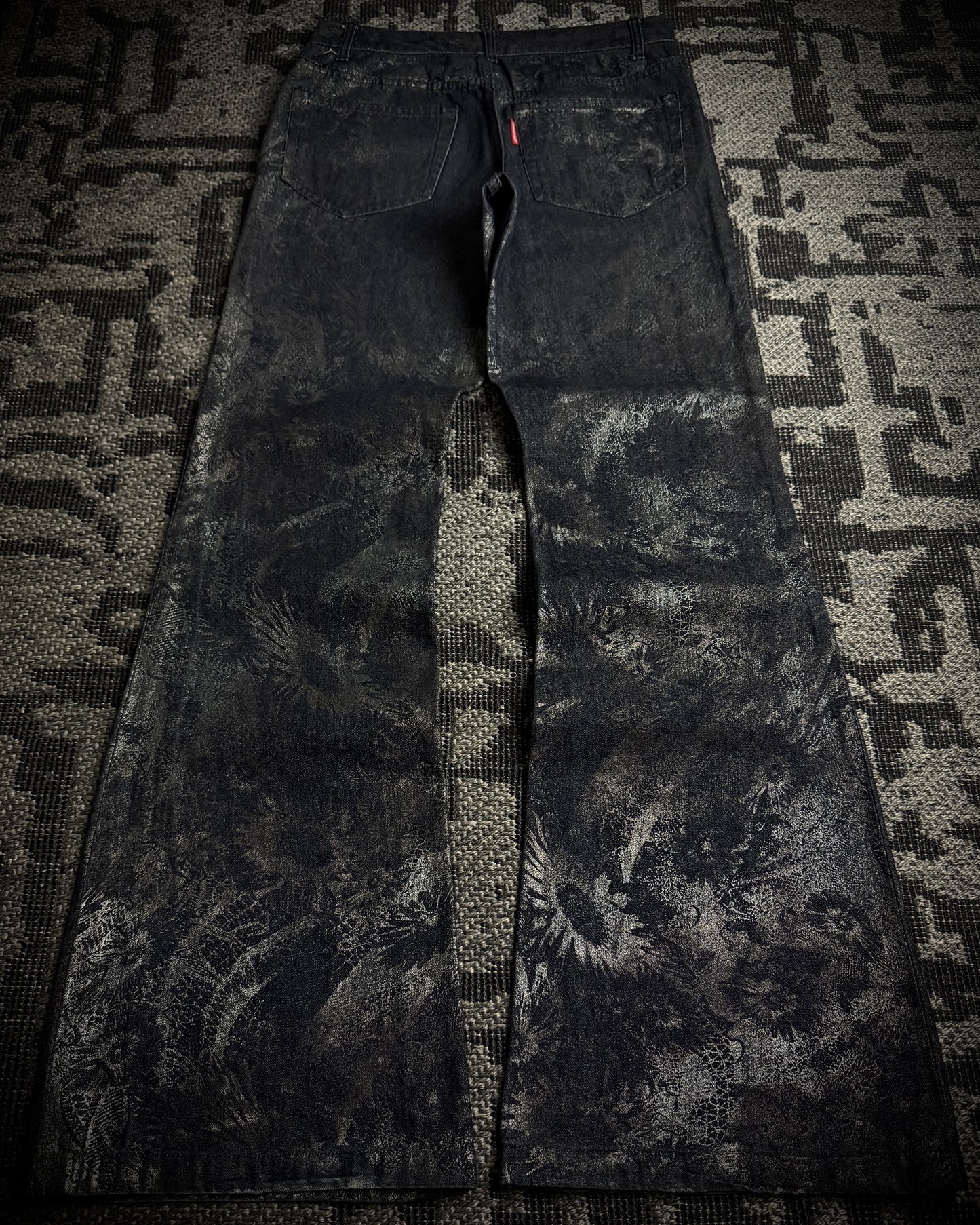 Tornado Mart Metallic Floral Foil Print Flared Pants