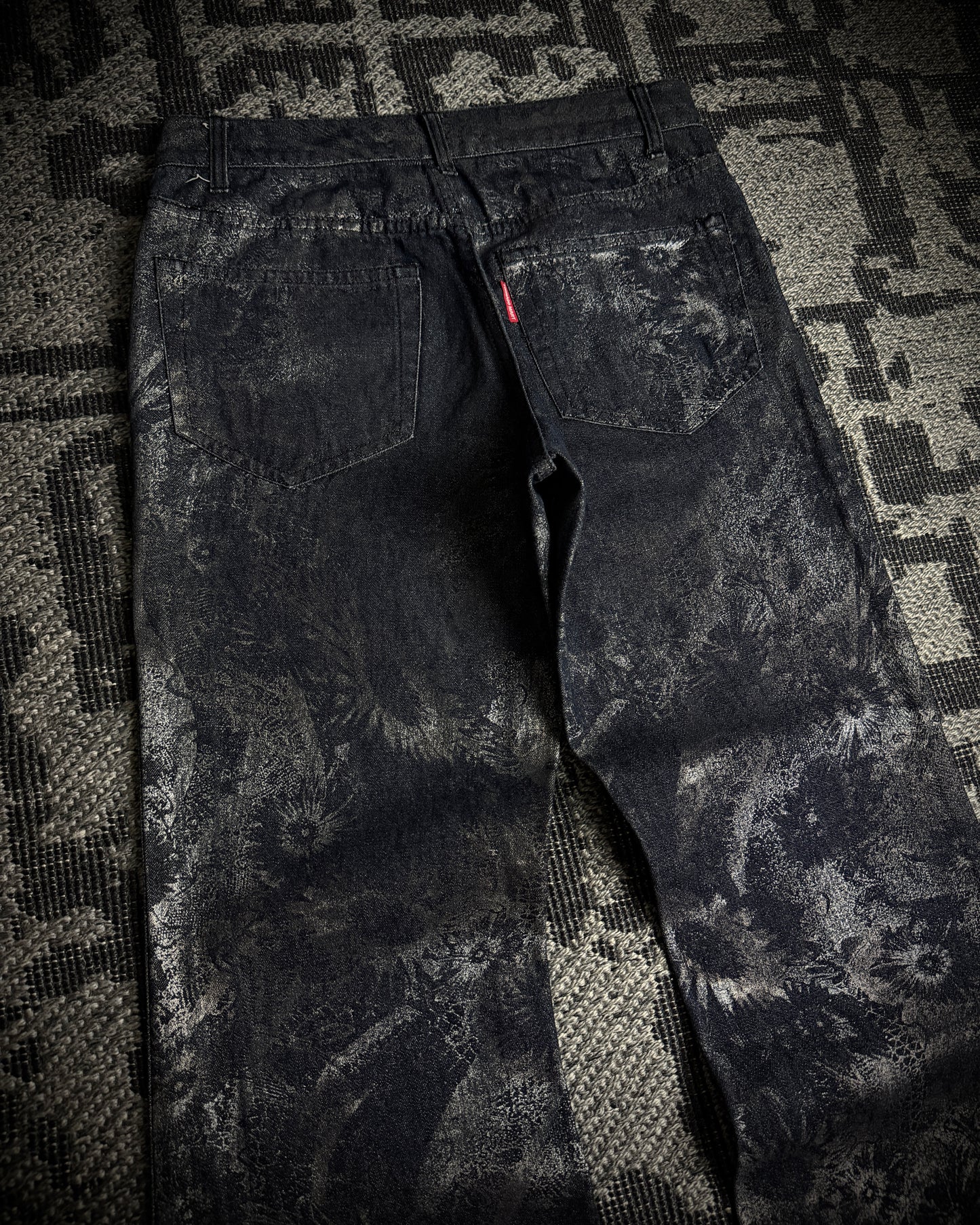 Tornado Mart Metallic Floral Foil Print Flared Pants