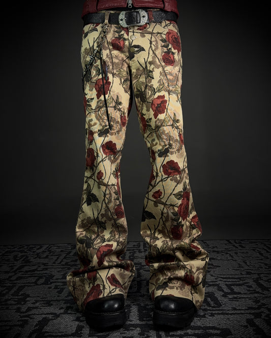 Tornado Mart Rose Floral Flared Pants