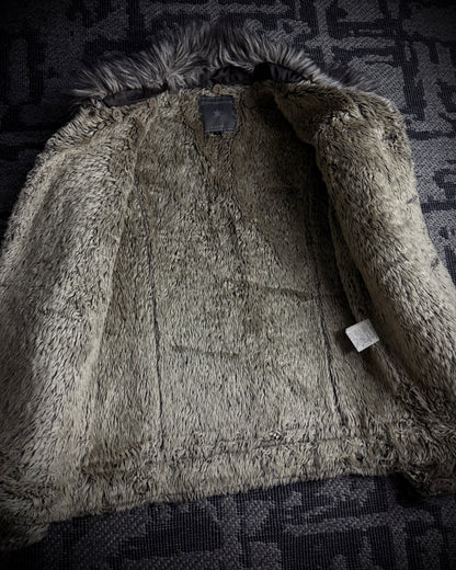 Difference Rupert Faux Fur Grey Denim Jacket