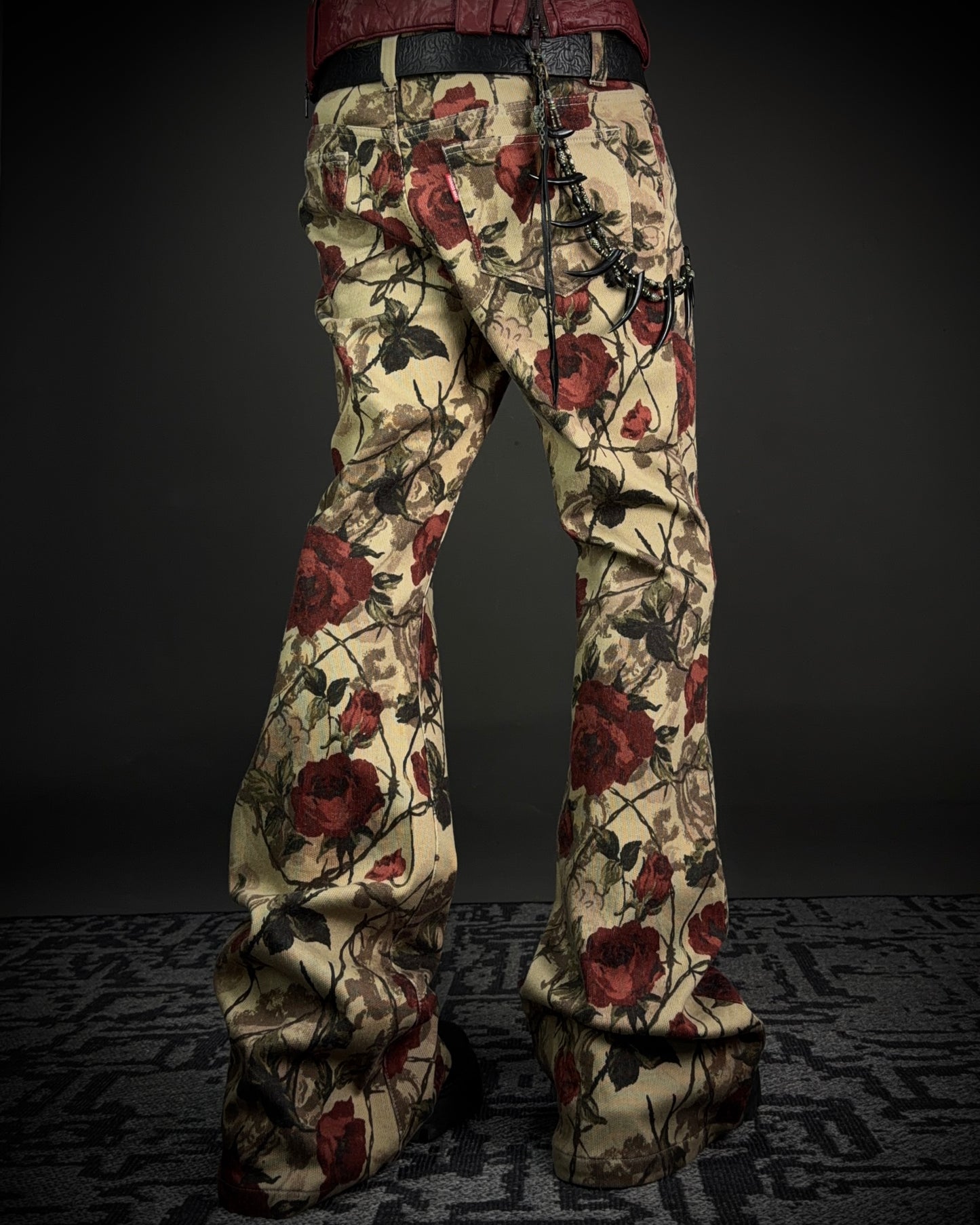 Tornado Mart Rose Floral Flared Pants