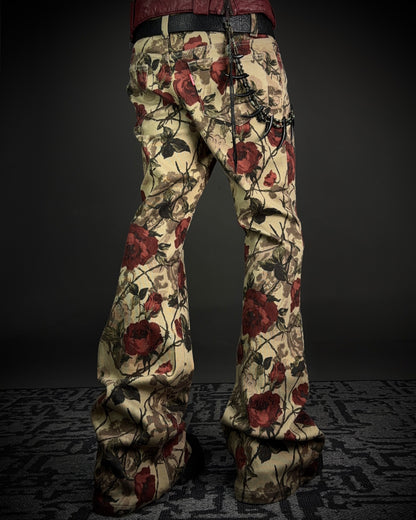 Tornado Mart Rose Floral Flared Pants