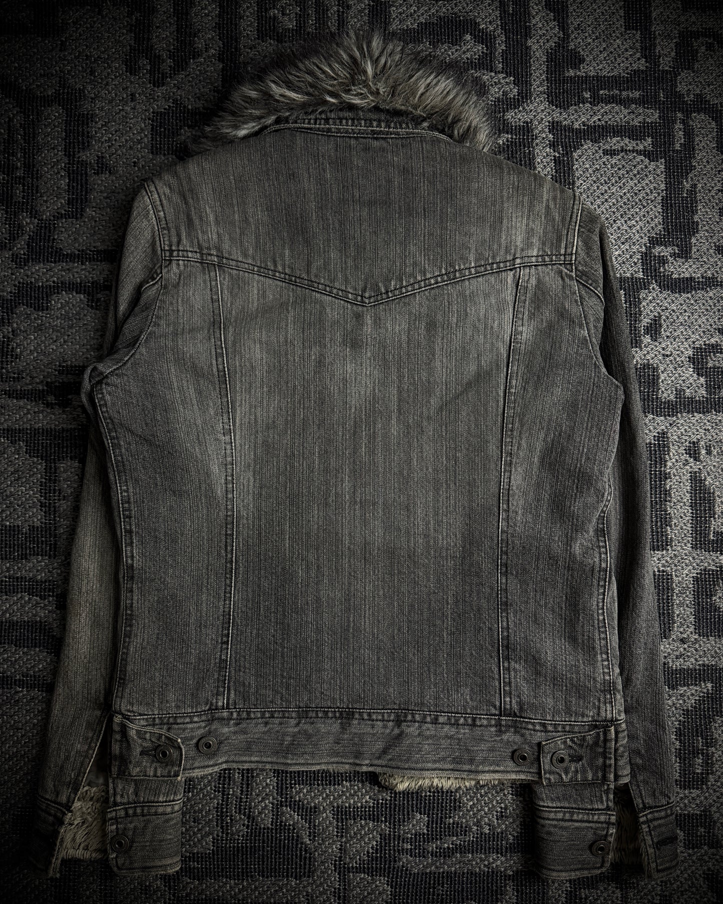 Difference Rupert Faux Fur Grey Denim Jacket