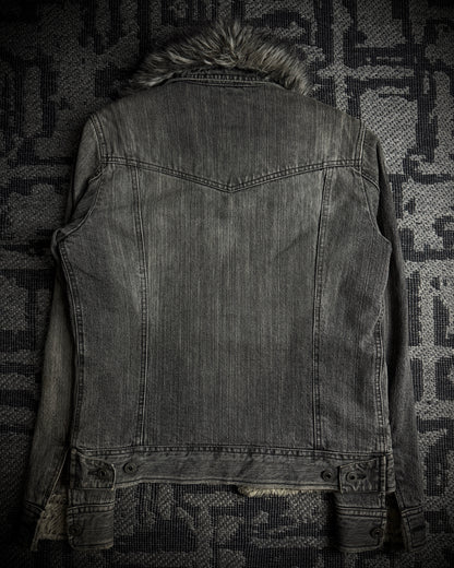 Difference Rupert Faux Fur Grey Denim Jacket