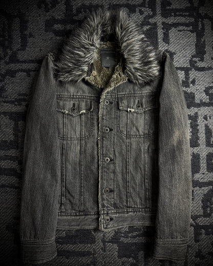 Difference Rupert Faux Fur Grey Denim Jacket