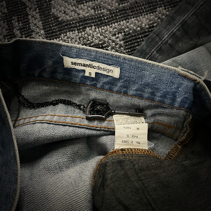 Semantic Design Crocodile Print Black Coated Flared Jeans