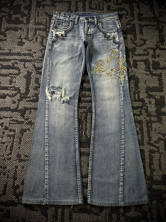 Tornado Mart Tribal Flared Jeans (S)