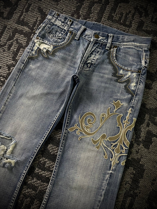 Tornado Mart Tribal Flared Jeans (S)
