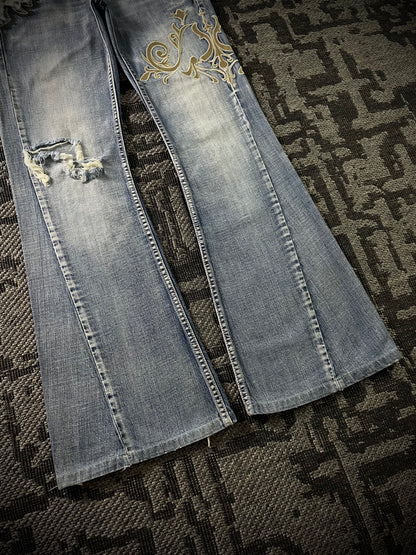 Tornado Mart Tribal Flared Jeans (S)