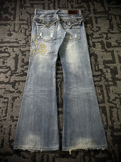Tornado Mart Tribal Flared Jeans (S)
