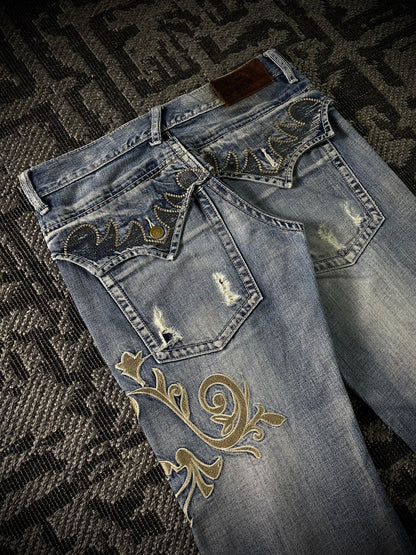 Tornado Mart Tribal Flared Jeans (S)