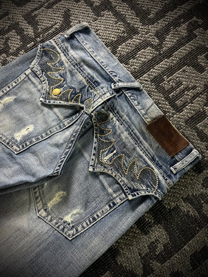 Tornado Mart Tribal Flared Jeans (S)