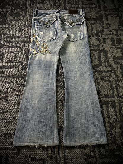 Tornado Mart Tribal Flared Jeans (M)