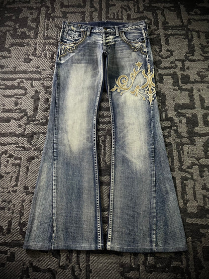 Tornado Mart Tribal Flared Jeans (L)