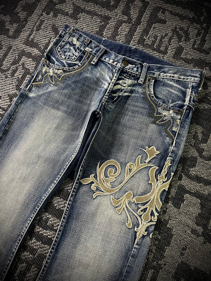 Tornado Mart Tribal Flared Jeans (L)