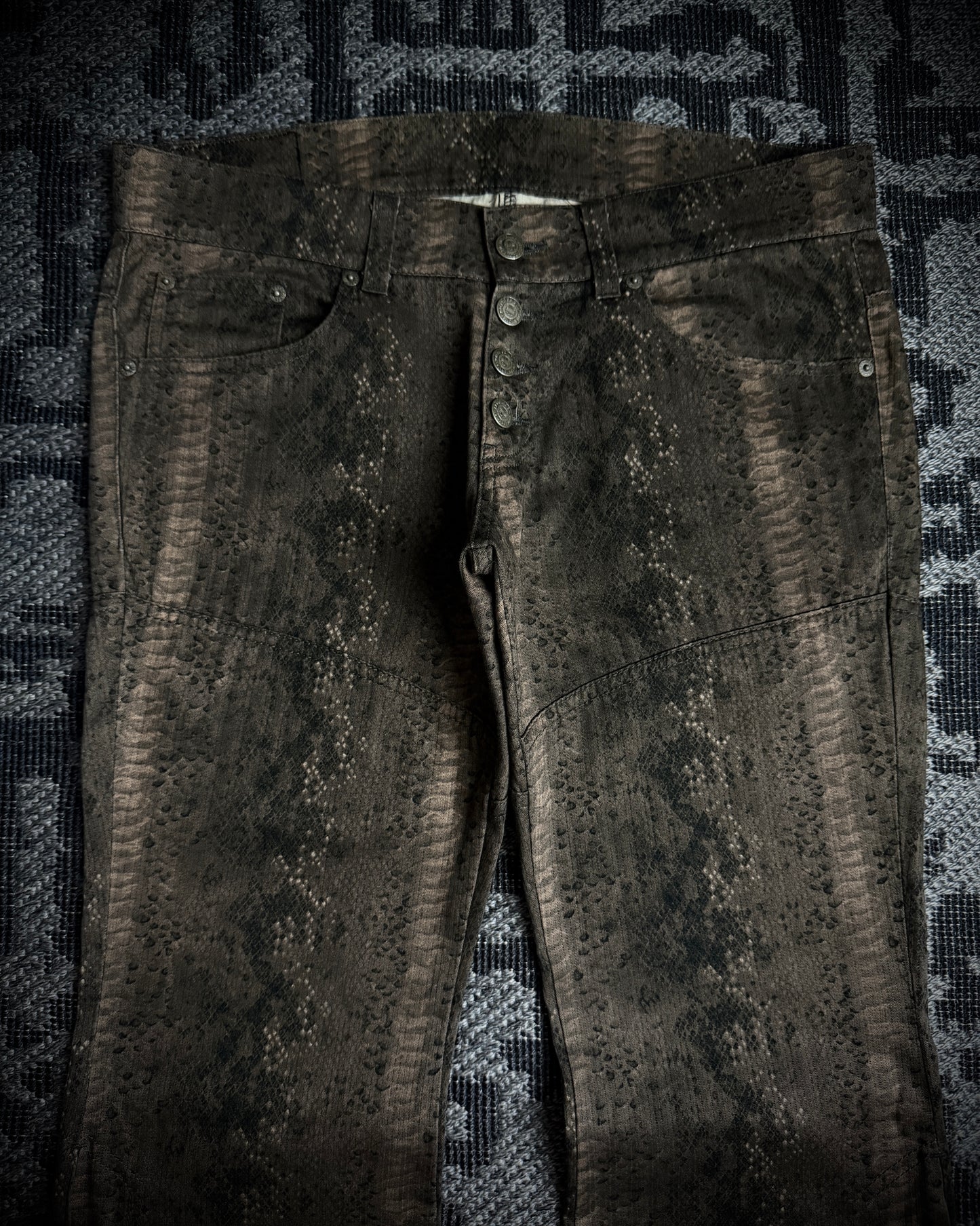 Tornado Mart Python Print Lace Up Flared Pants