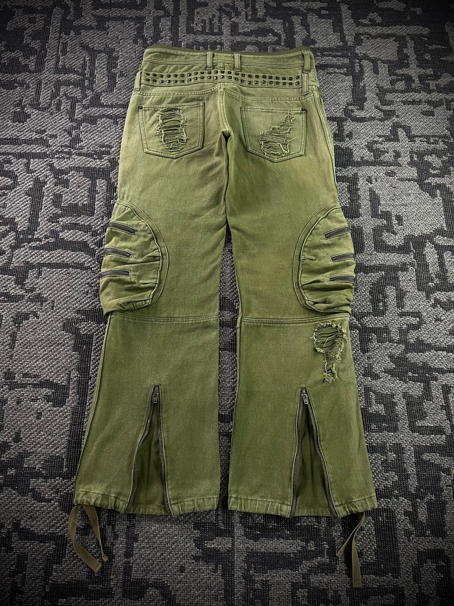 Glad News Gas Mask Distressed Zip Detail Wide Cargo Pants