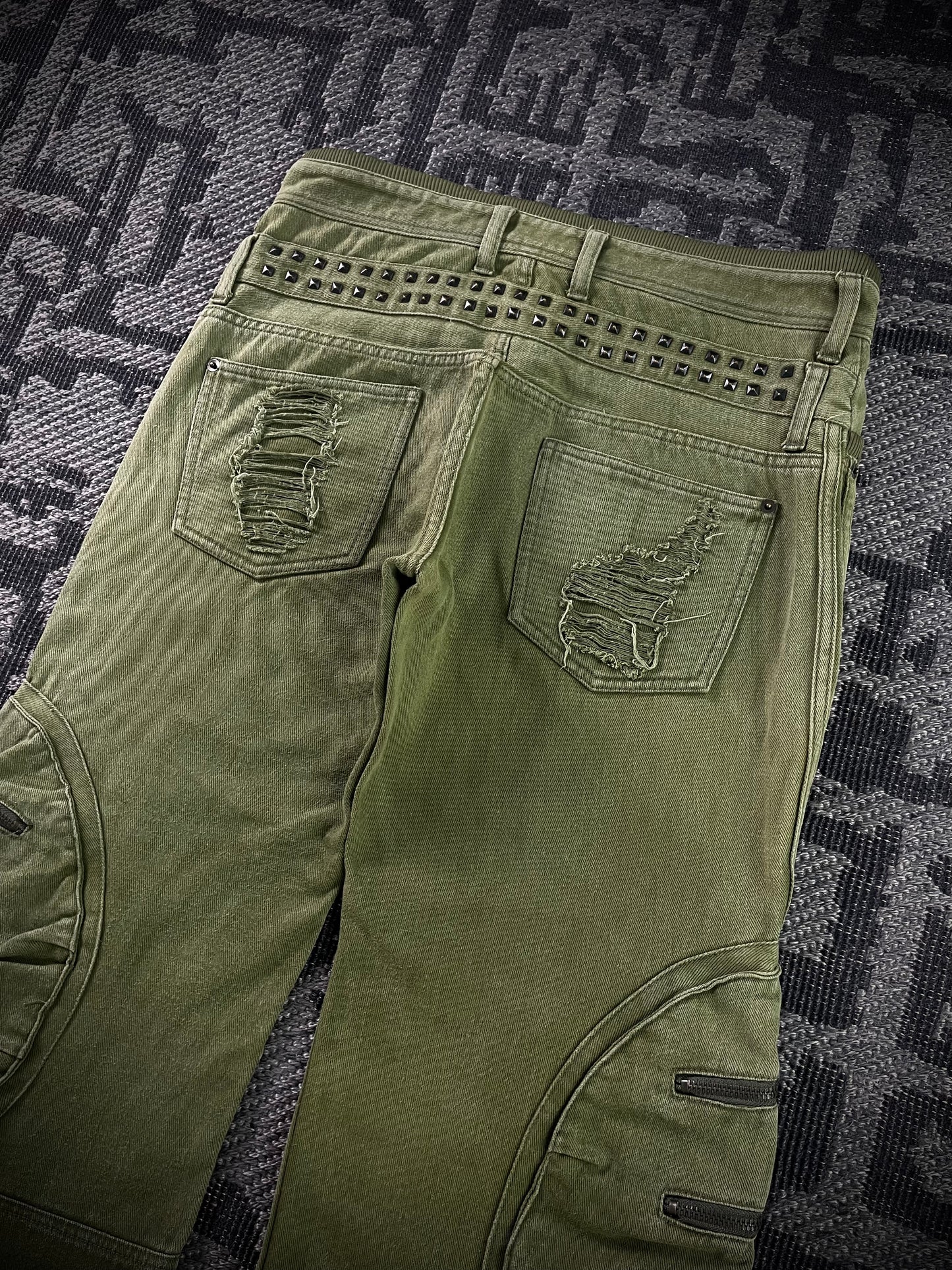 Glad News Gas Mask Distressed Zip Detail Wide Cargo Pants