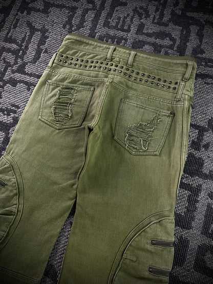 Glad News Gas Mask Distressed Zip Detail Wide Cargo Pants