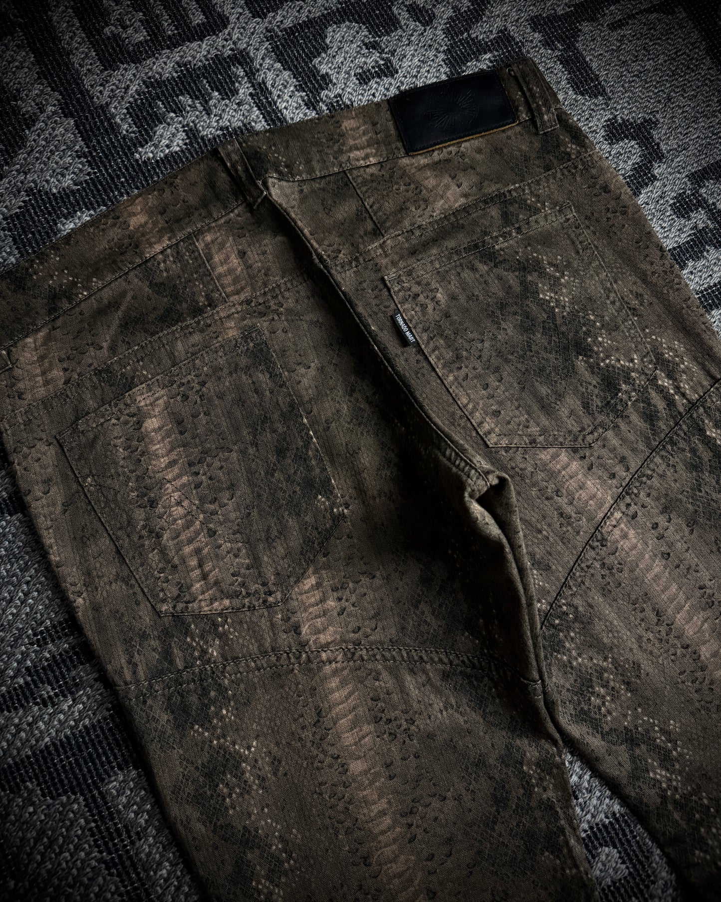 Tornado Mart Python Print Lace Up Flared Pants