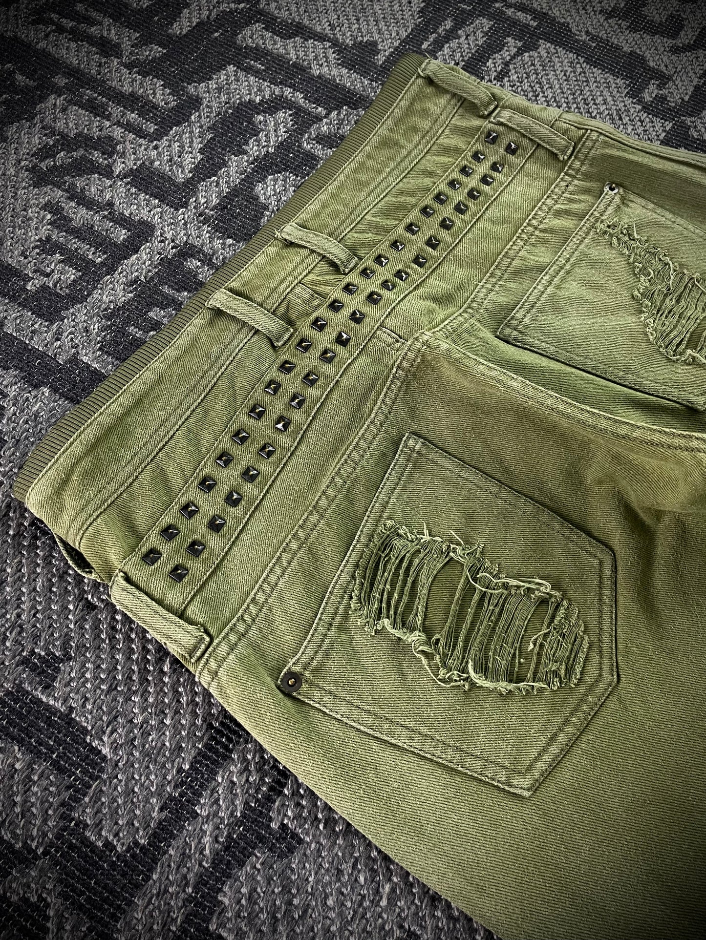 Glad News Gas Mask Distressed Zip Detail Wide Cargo Pants