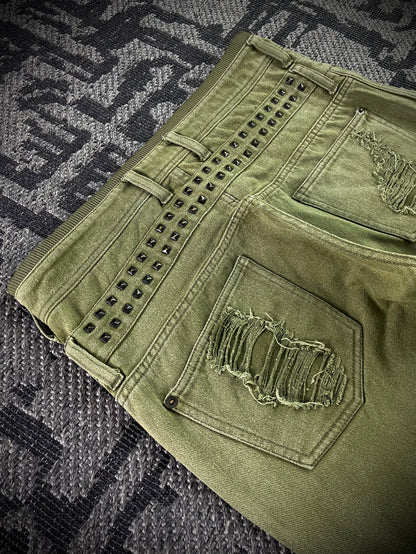 Glad News Gas Mask Distressed Zip Detail Wide Cargo Pants