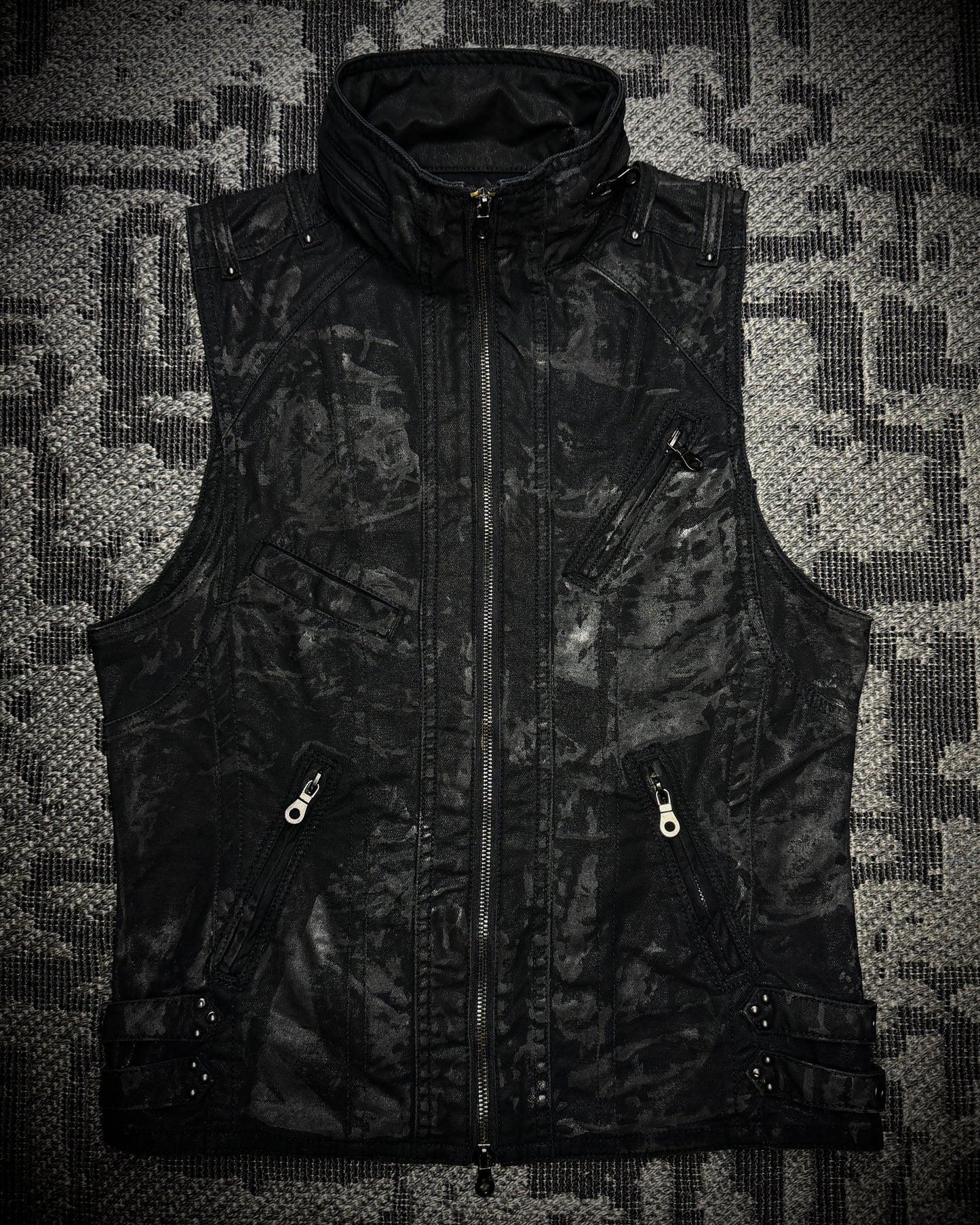 Midas Coated Splatter Multi-Zip Biker Vest